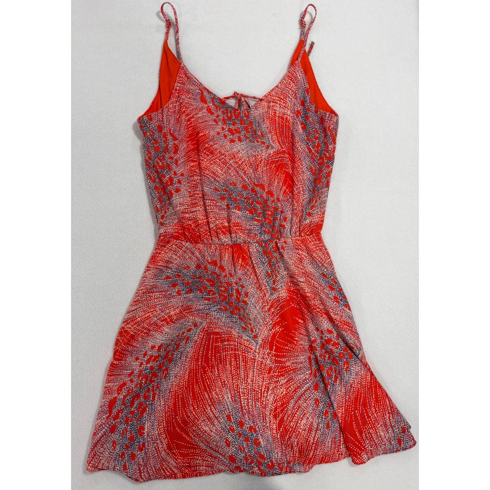 Asher by fab'rik Red Abstract Print Mini Dress Sleeveless Tie Back Small